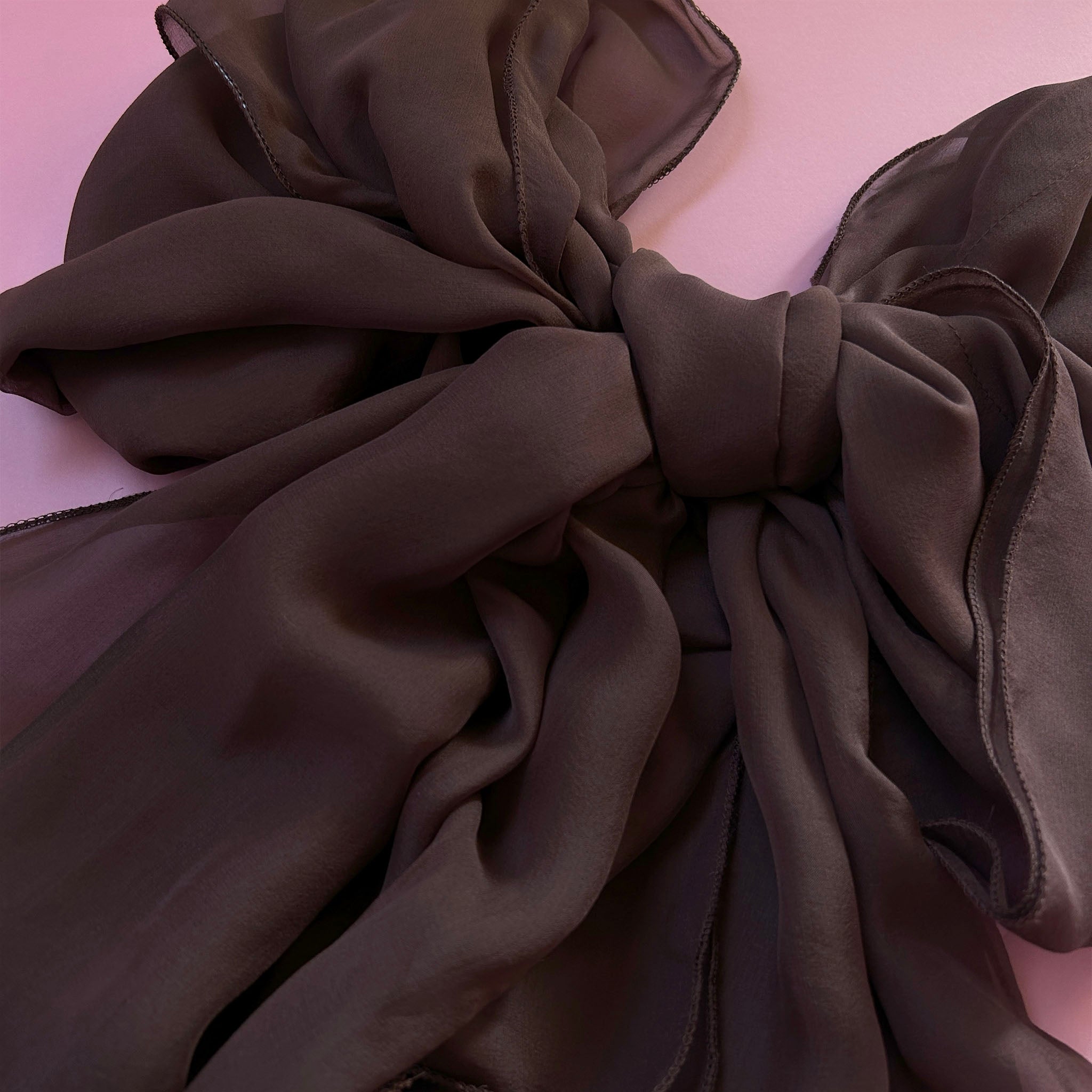 The Double-Layered Silk Chiffon Scarf – Brown - image 2