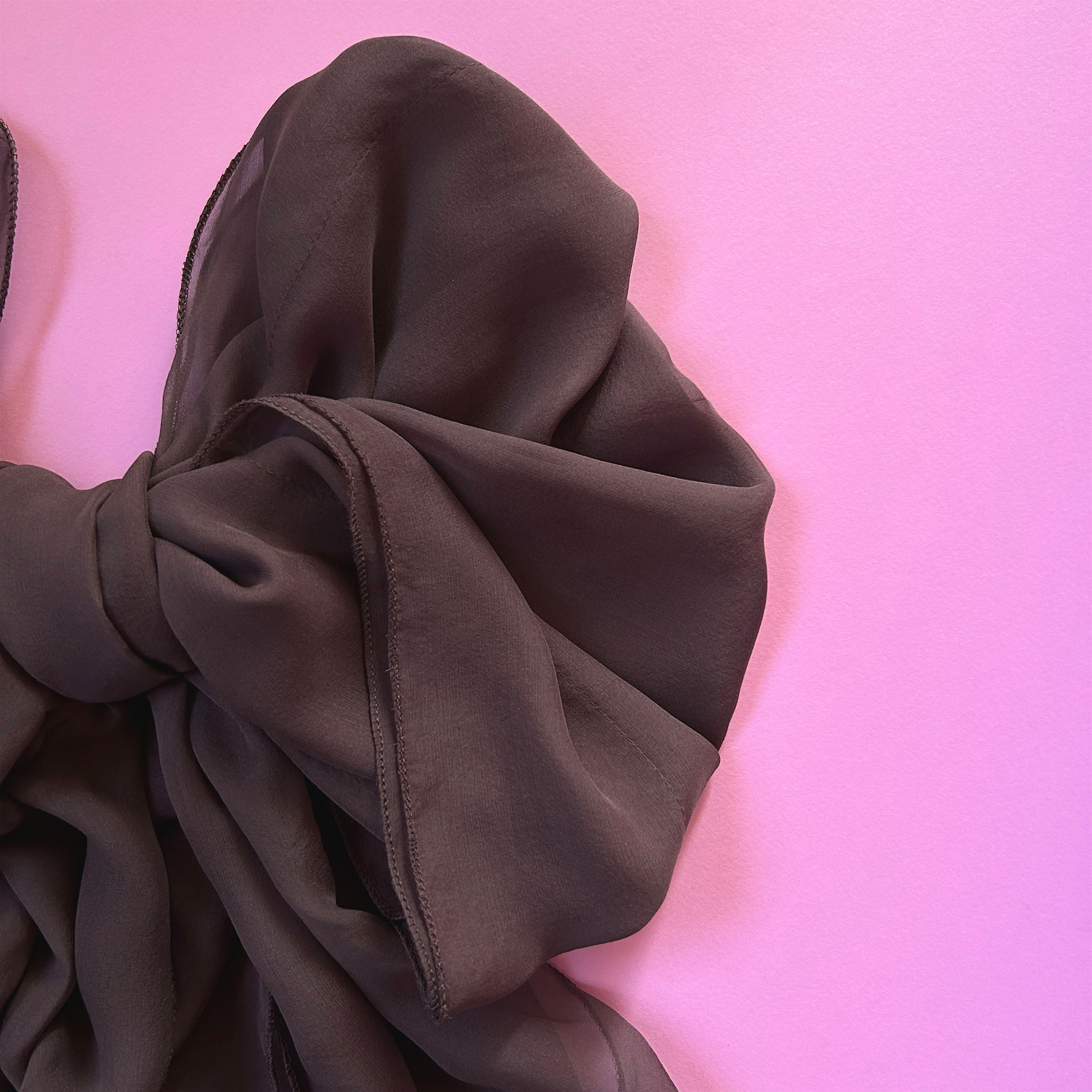 The Double-Layered Silk Chiffon Scarf – Brown - image 4