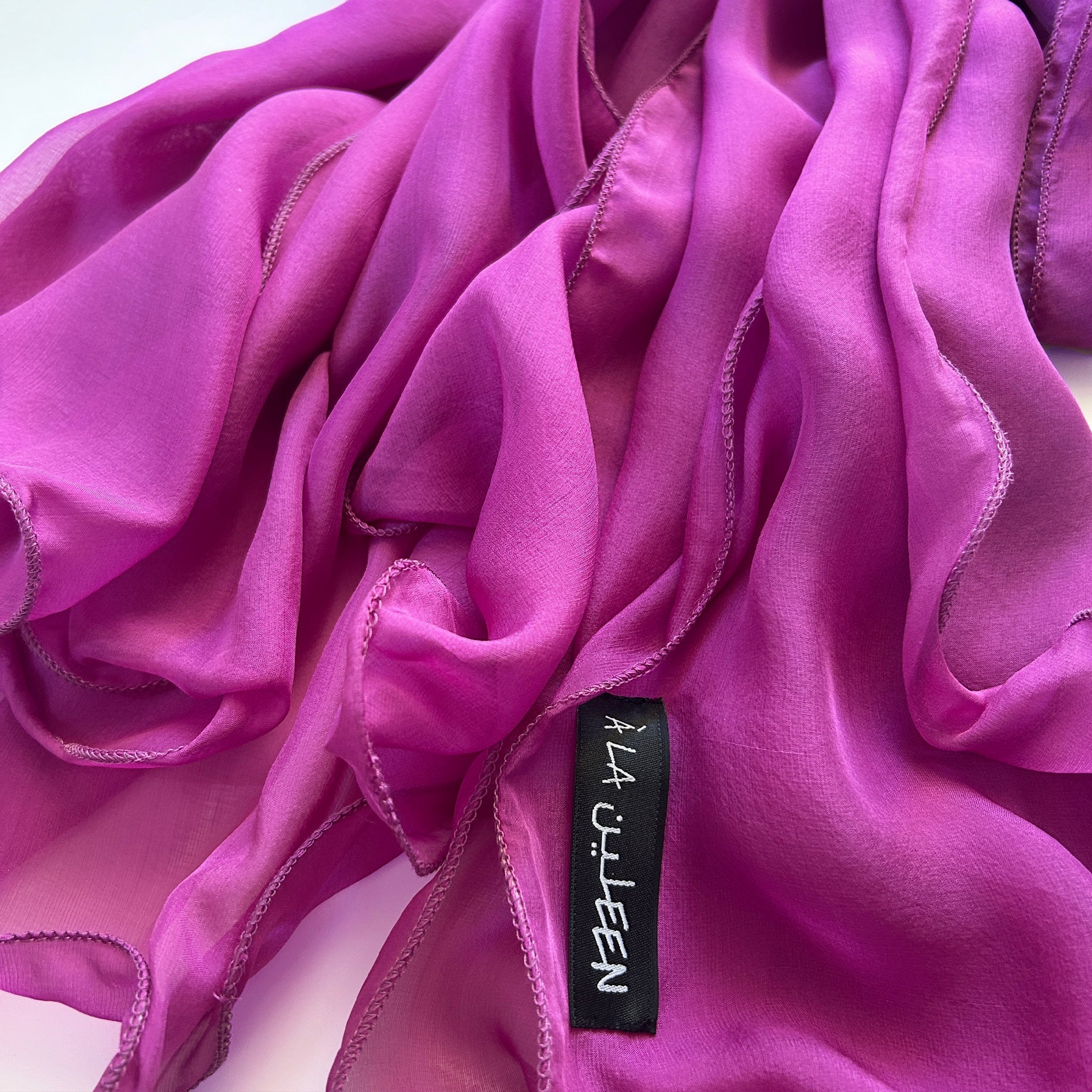 The Double-Layered Silk Chiffon Scarf – Runway Berry - image 5