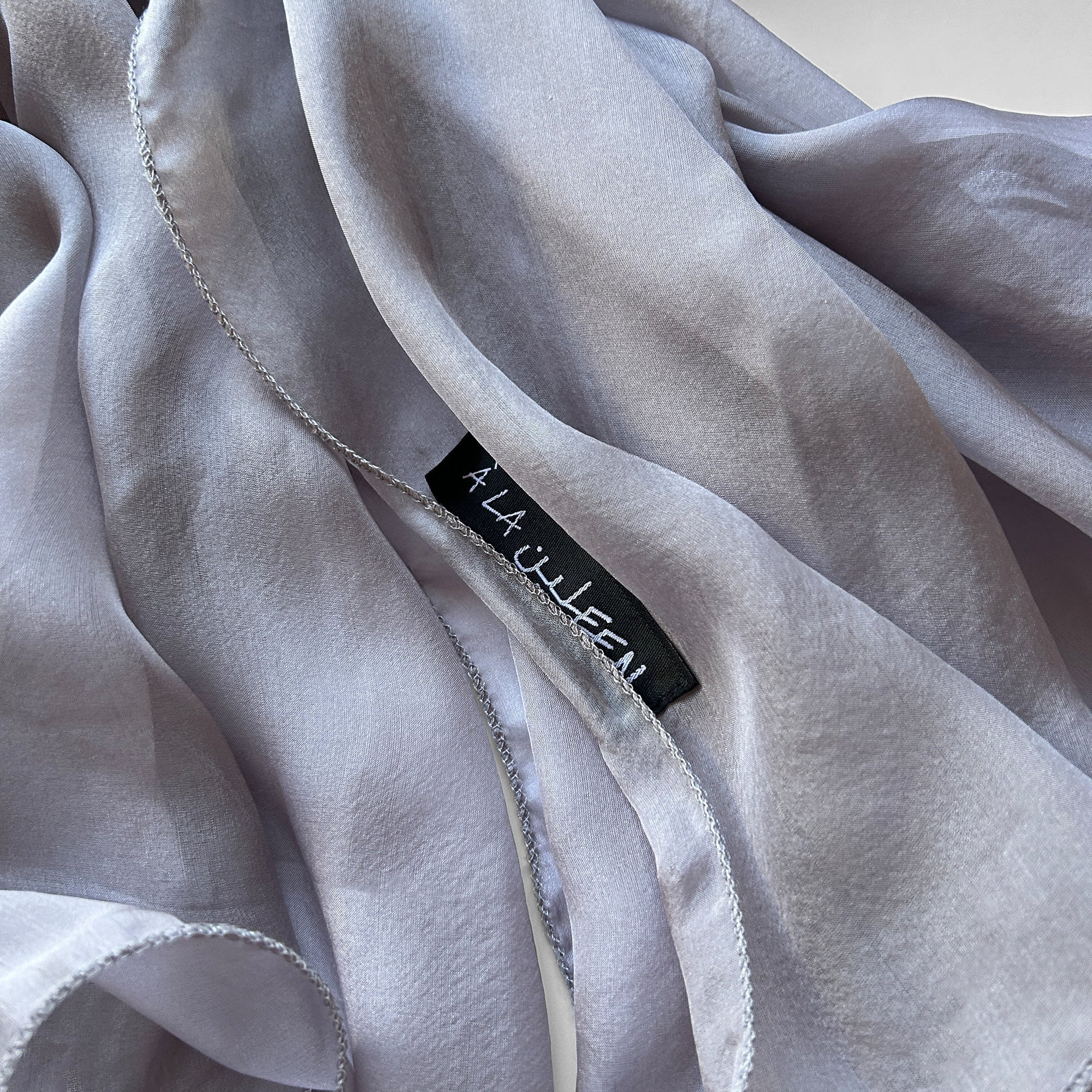 The Double-Layered Silk Chiffon Scarf – Silver - image 2