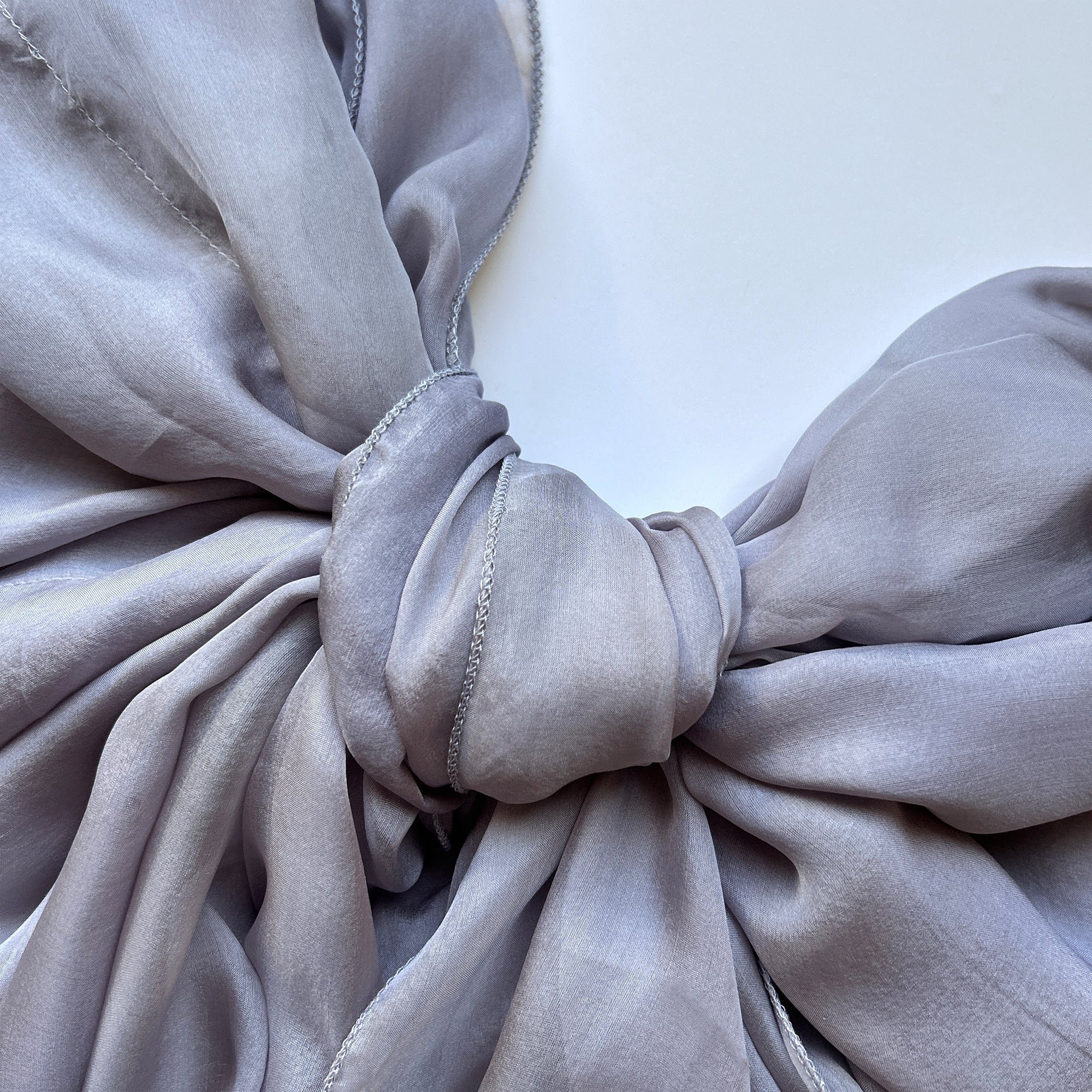 The Double-Layered Silk Chiffon Scarf – Silver - image 3
