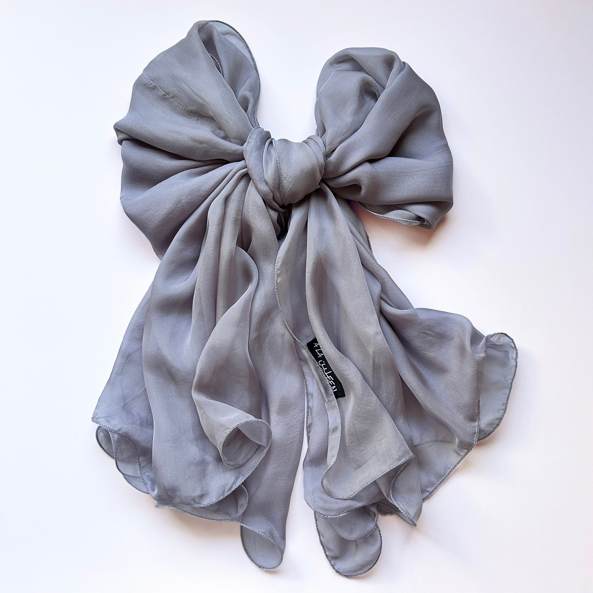 The Double-Layered Silk Chiffon Scarf – Silver - image 1