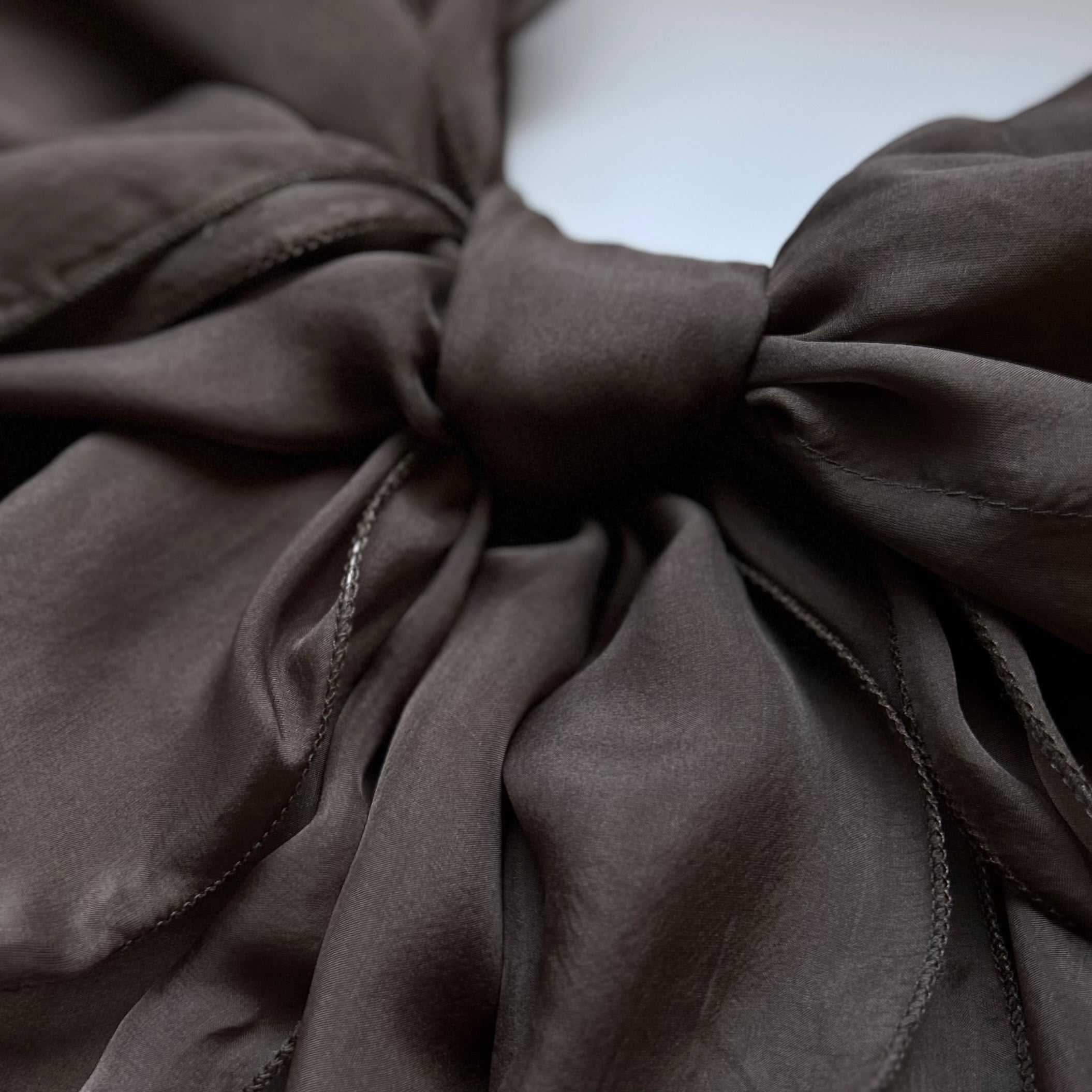 The Double-Layered Silk Chiffon Scarf – Taupe Brown - image 3