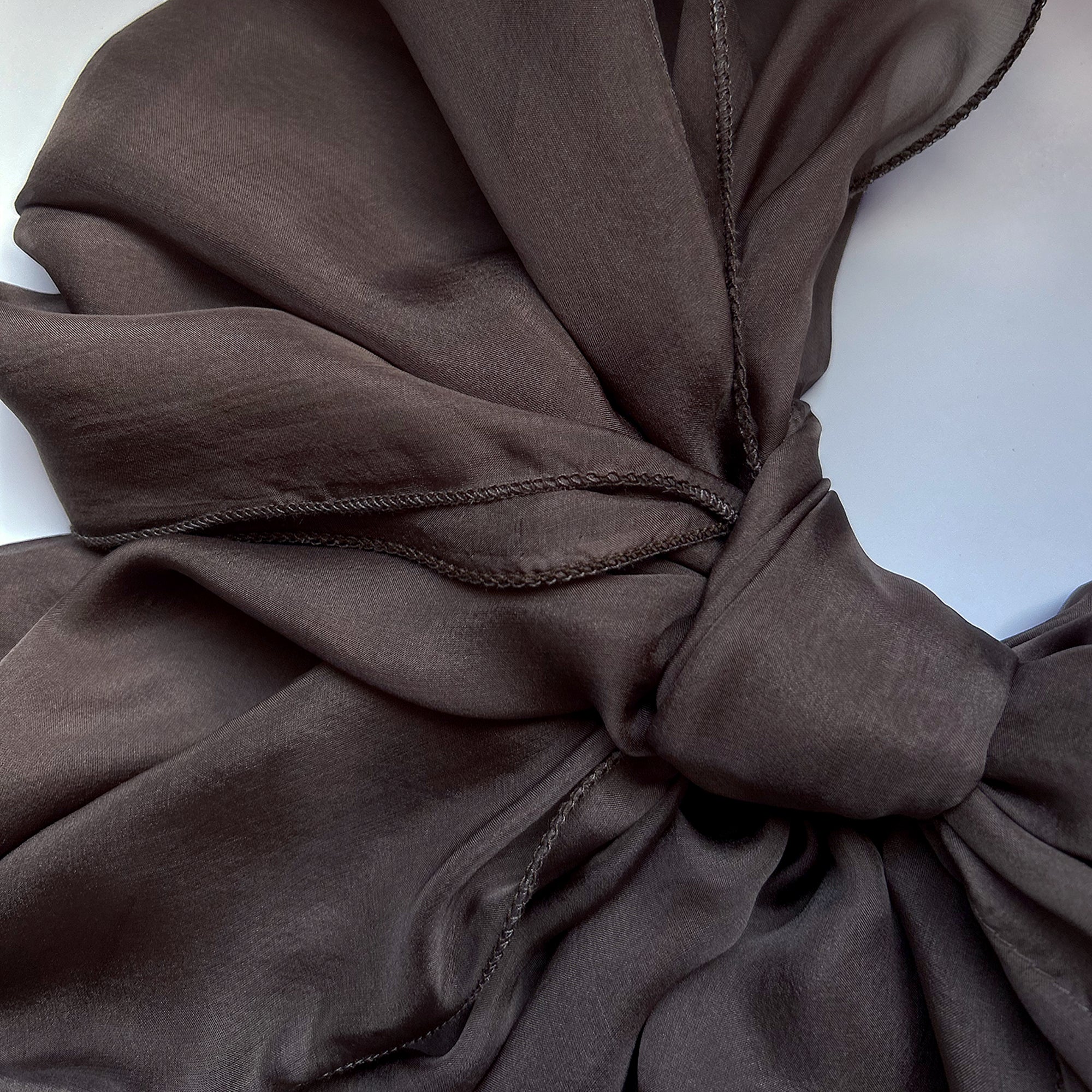 The Double-Layered Silk Chiffon Scarf – Taupe Brown - image 4