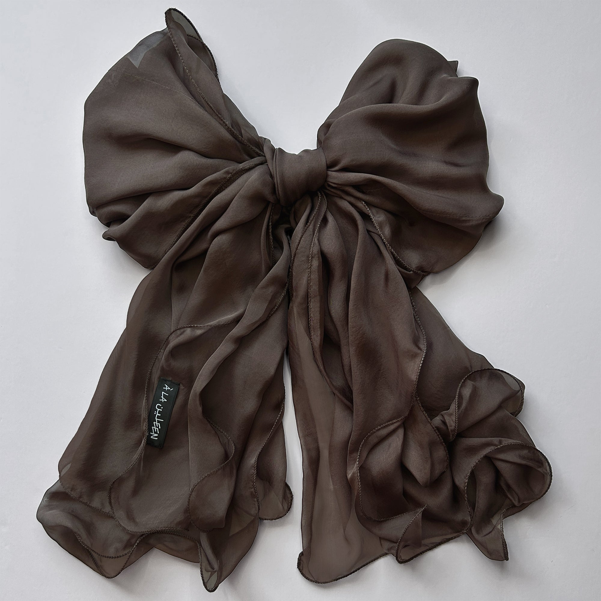 The Double-Layered Silk Chiffon Scarf – Taupe Brown - image 5