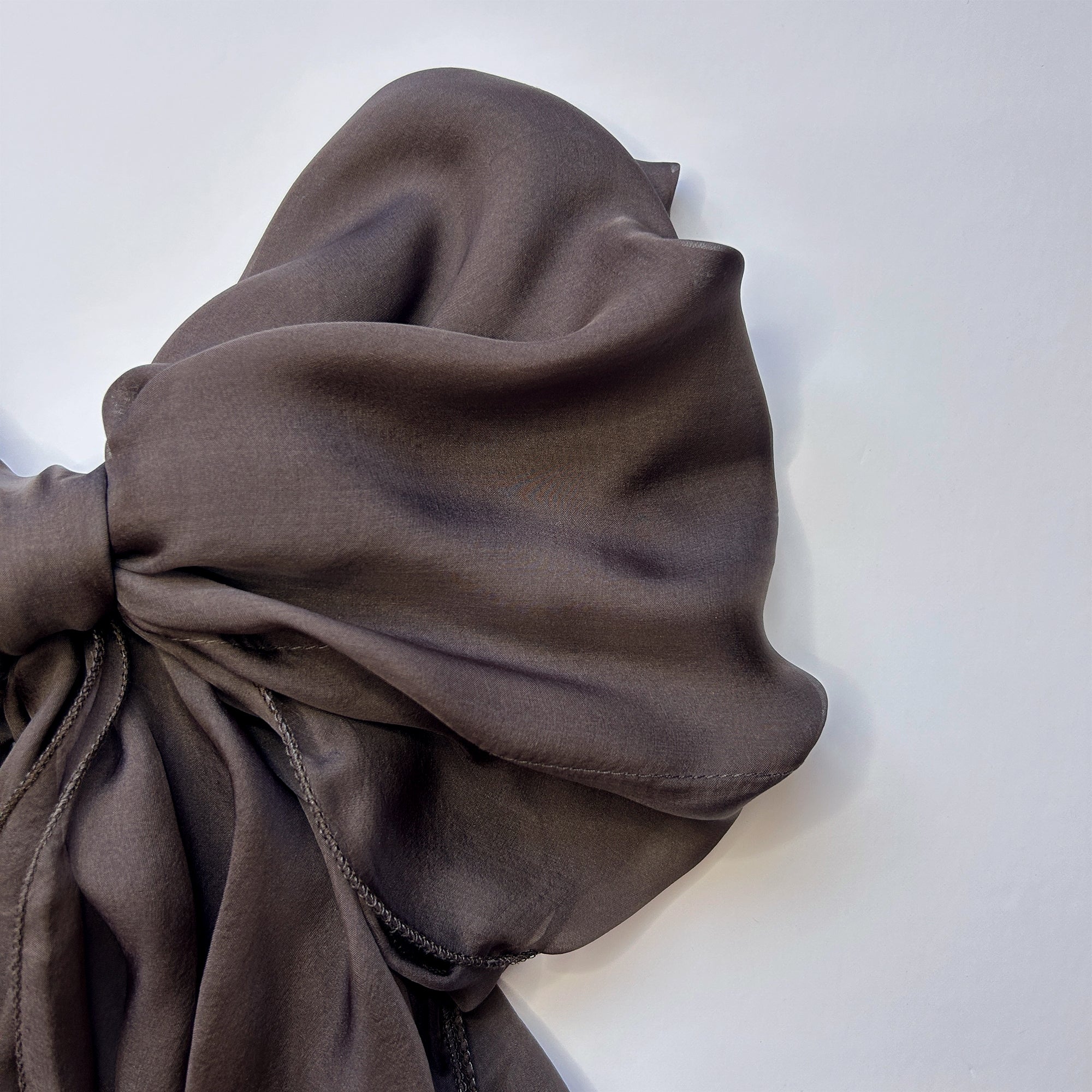 The Double-Layered Silk Chiffon Scarf – Taupe Brown - image 1