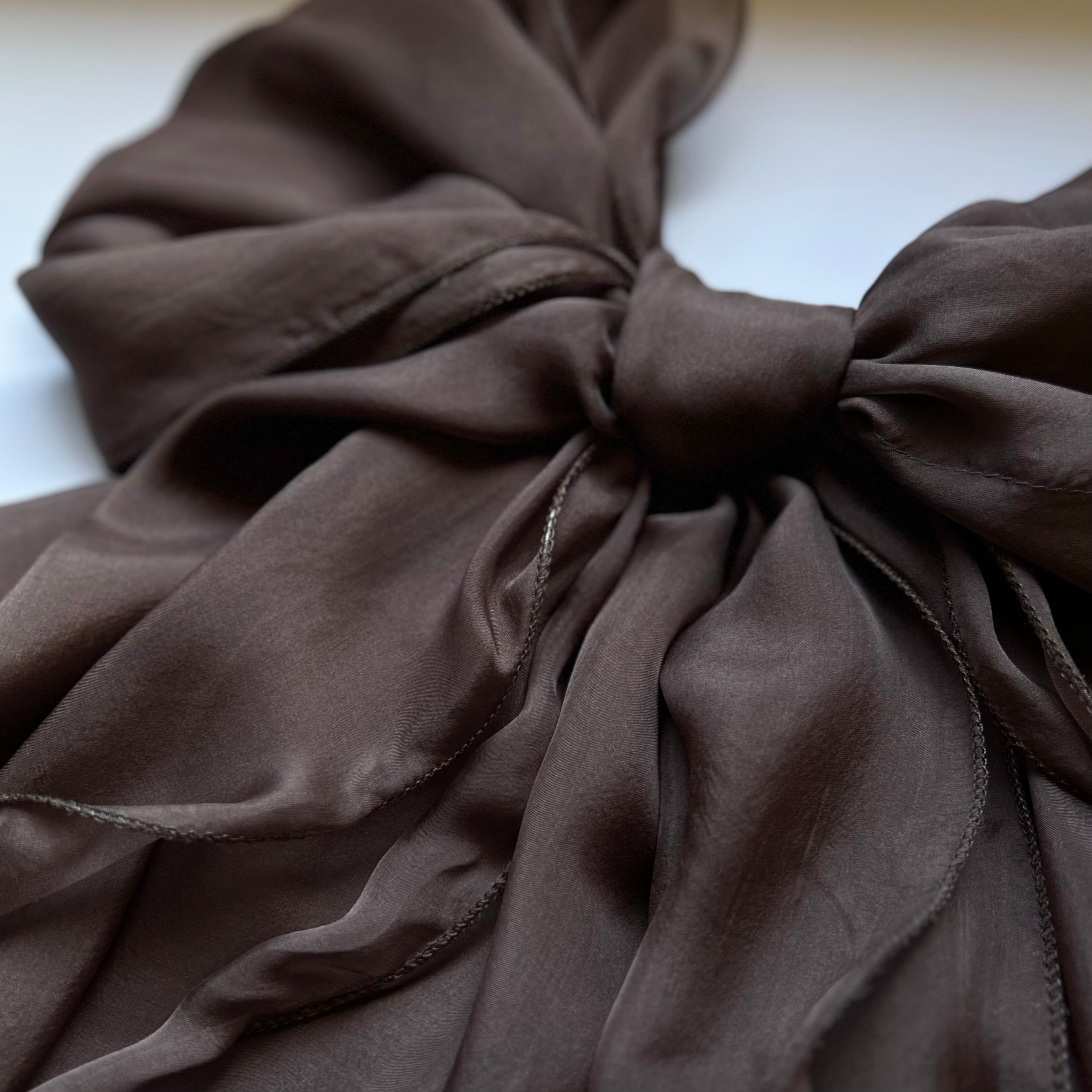 The Double-Layered Silk Chiffon Scarf – Taupe Brown - image 2