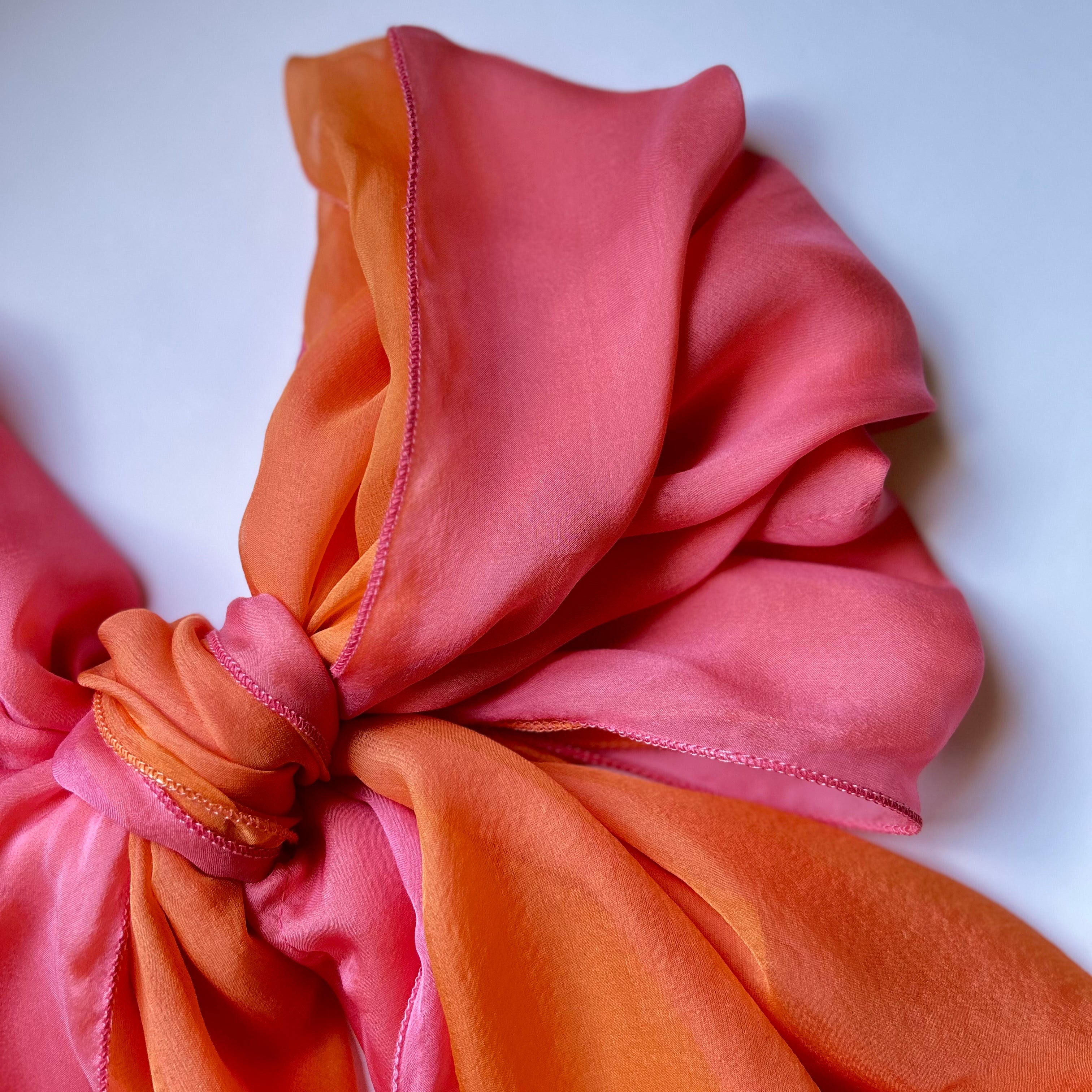 The Double-Layered Silk Chiffon Scarf – Two-tone Pink & Orange - image 4