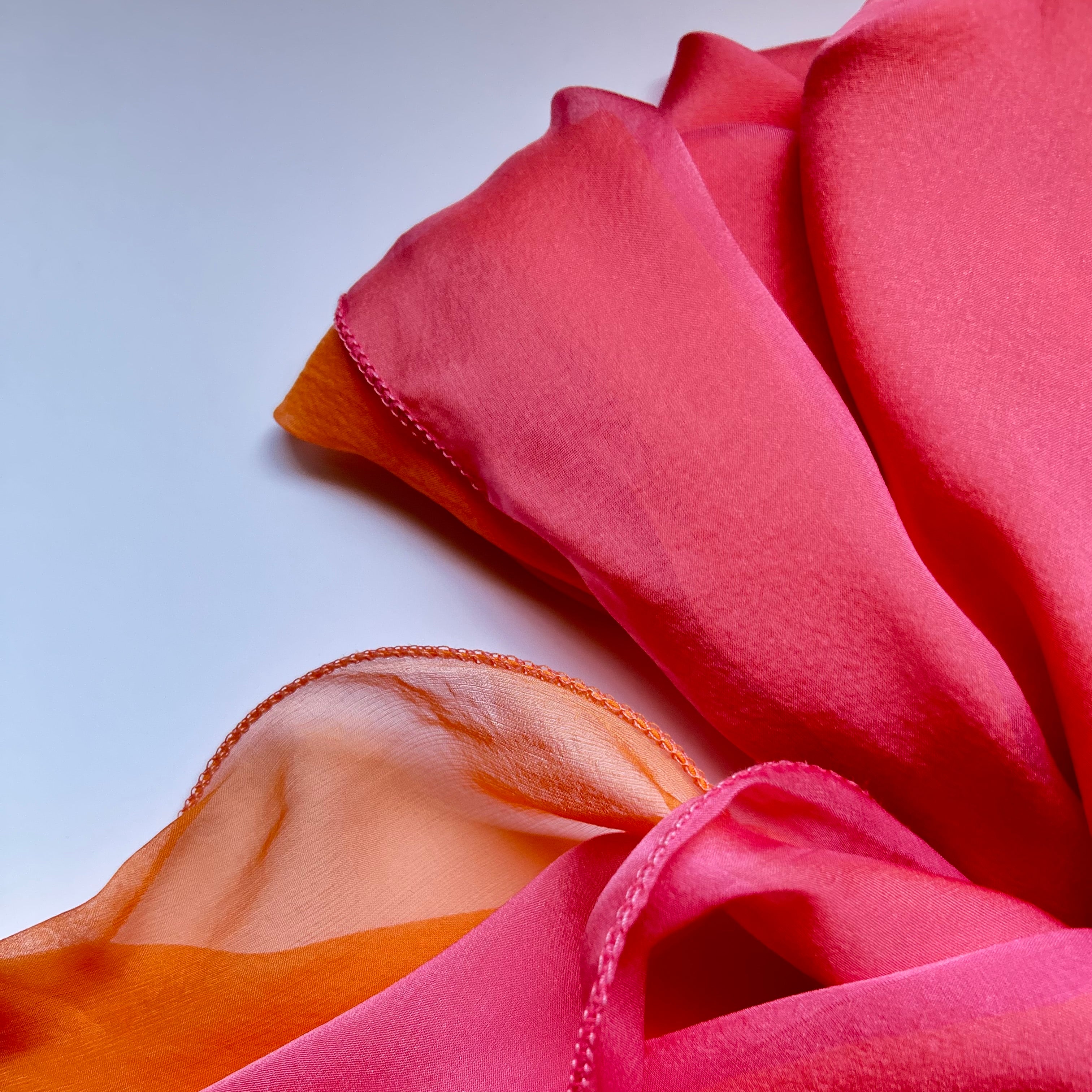 The Double-Layered Silk Chiffon Scarf – Two-tone Pink & Orange - image 2