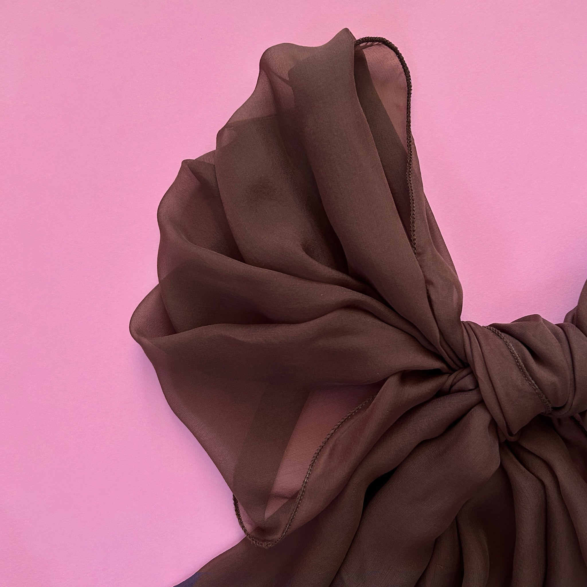 The Single-Layered Silk Chiffon Scarf – Brown - image 3