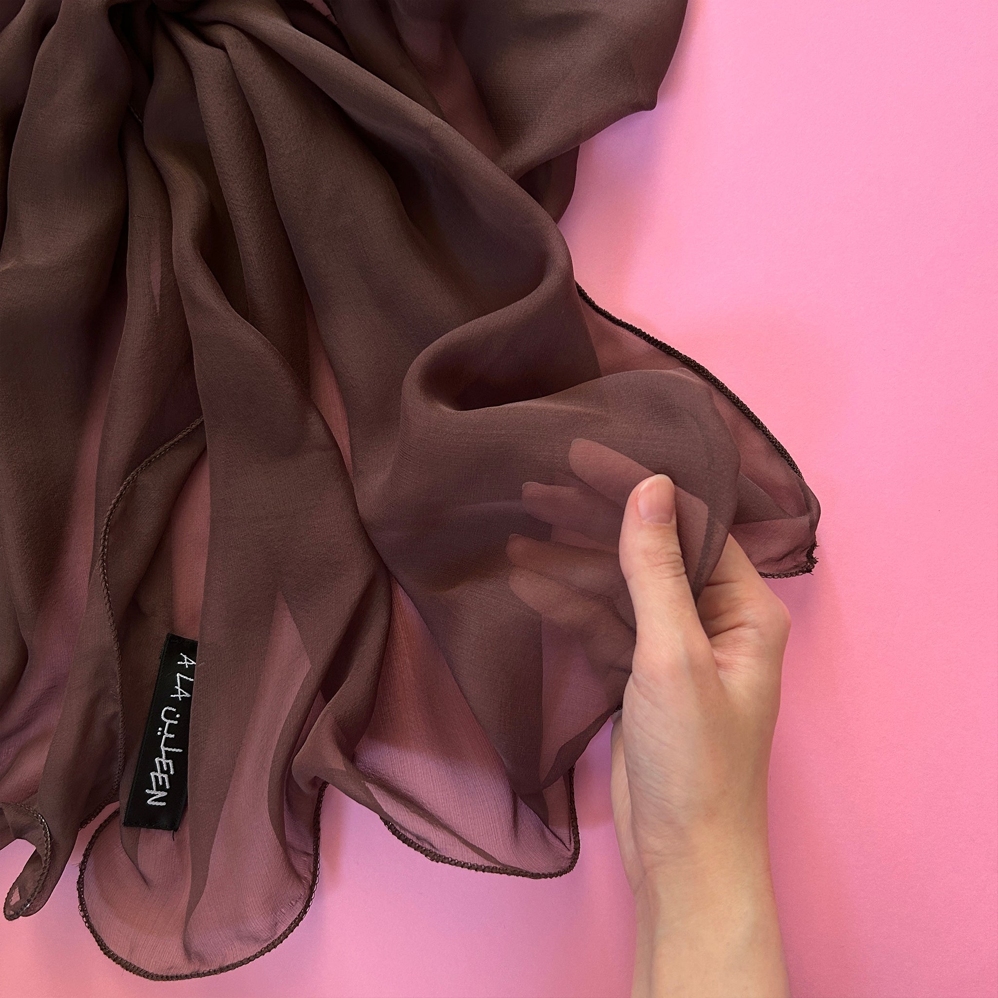 The Single-Layered Silk Chiffon Scarf – Brown - image 5