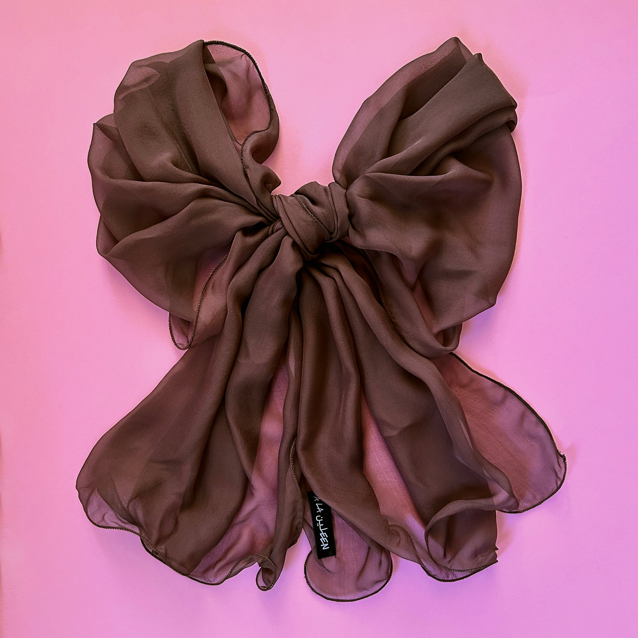 The Single-Layered Silk Chiffon Scarf – Brown - image 1