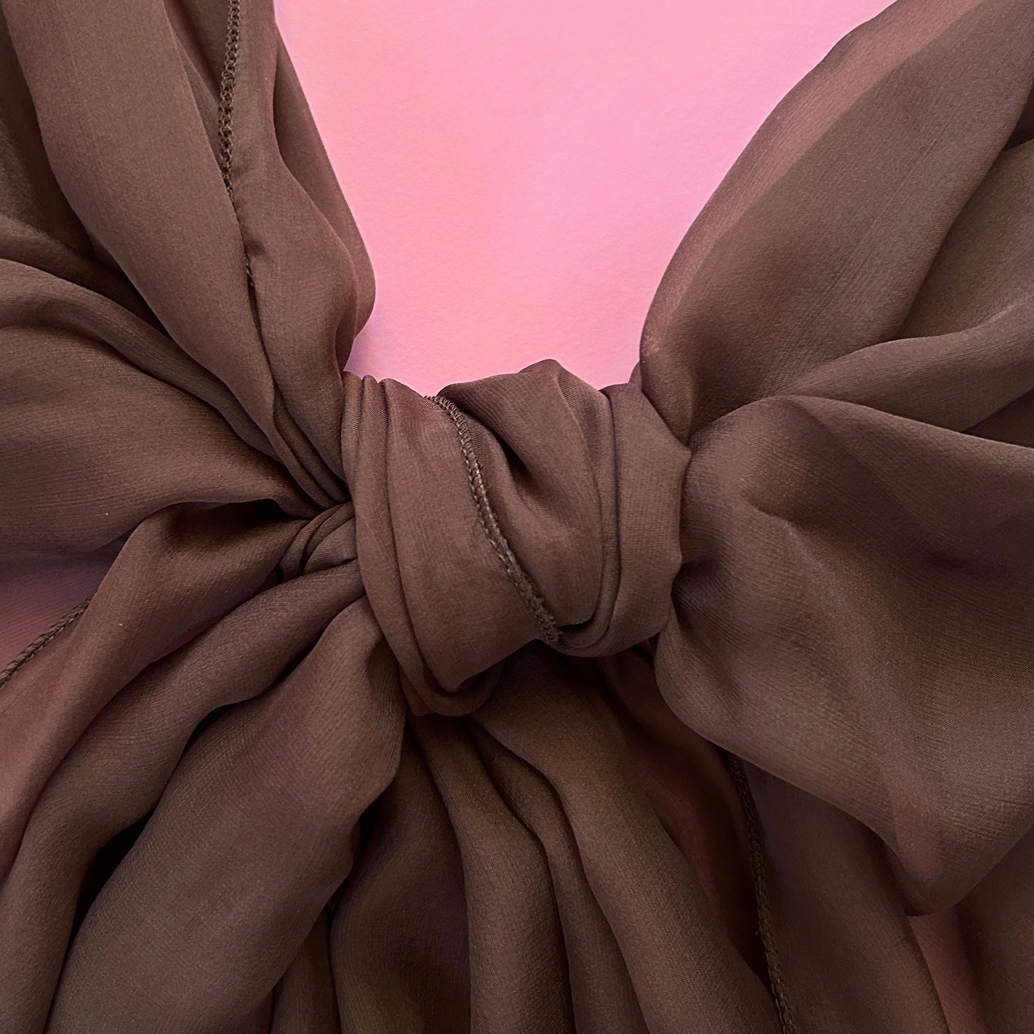The Single-Layered Silk Chiffon Scarf – Brown - image 2