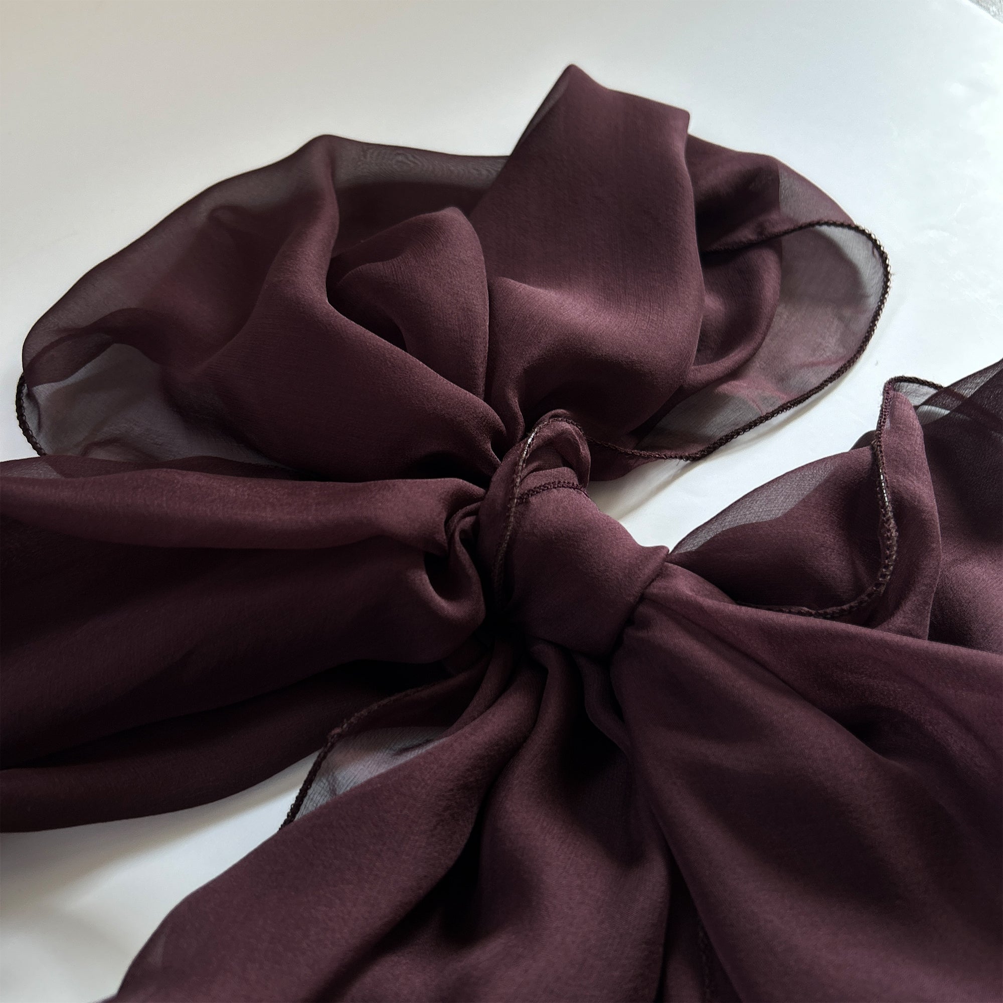 The Single-Layered Silk Chiffon Scarf – Rich Burgundy - image 3