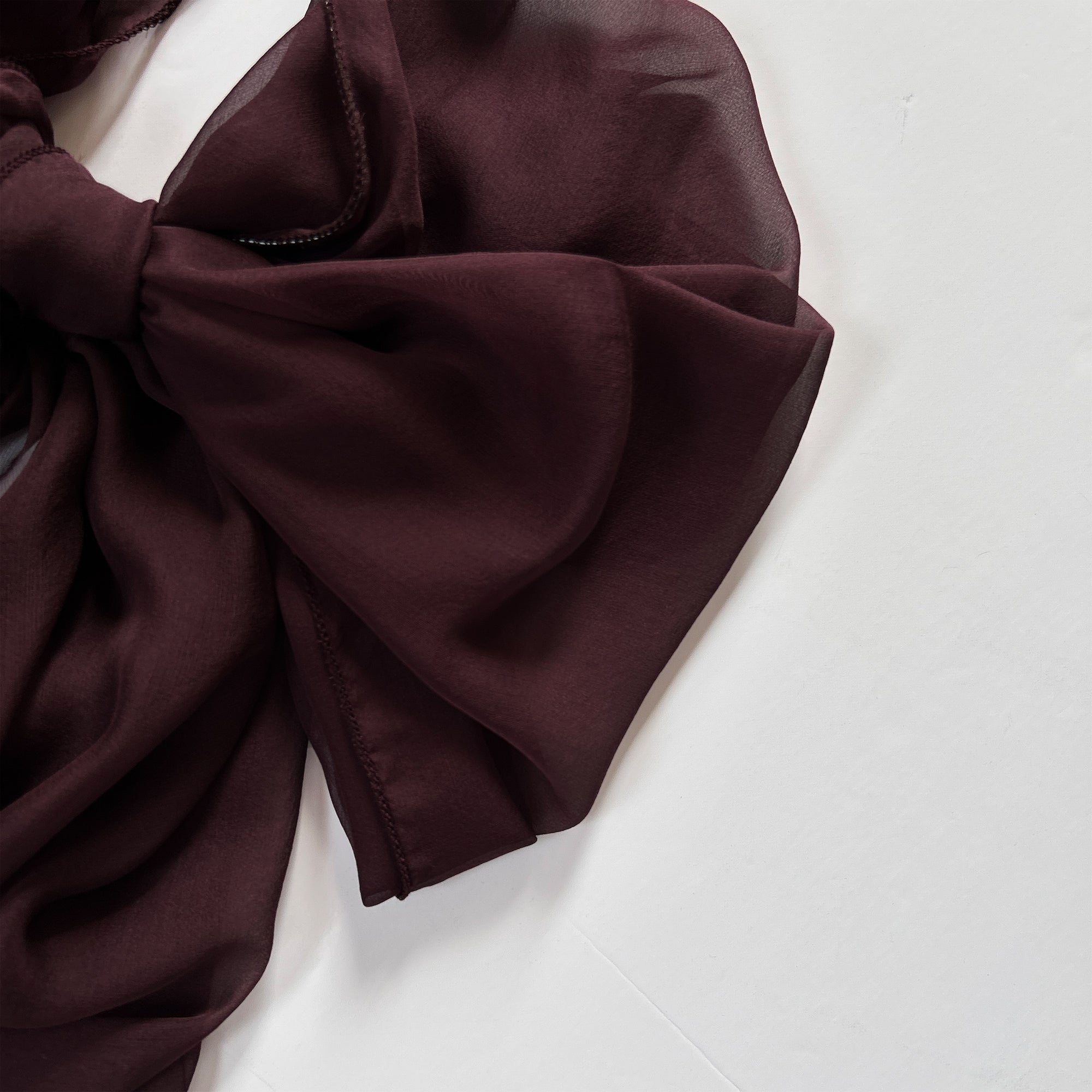 The Single-Layered Silk Chiffon Scarf – Rich Burgundy - image 5