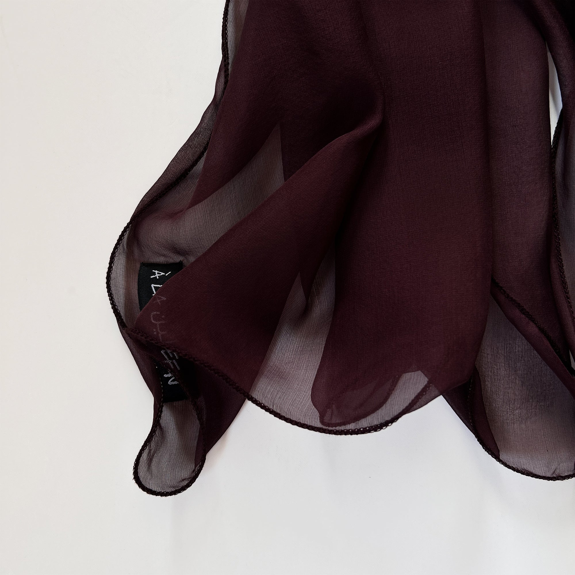 The Single-Layered Silk Chiffon Scarf – Rich Burgundy - image 4
