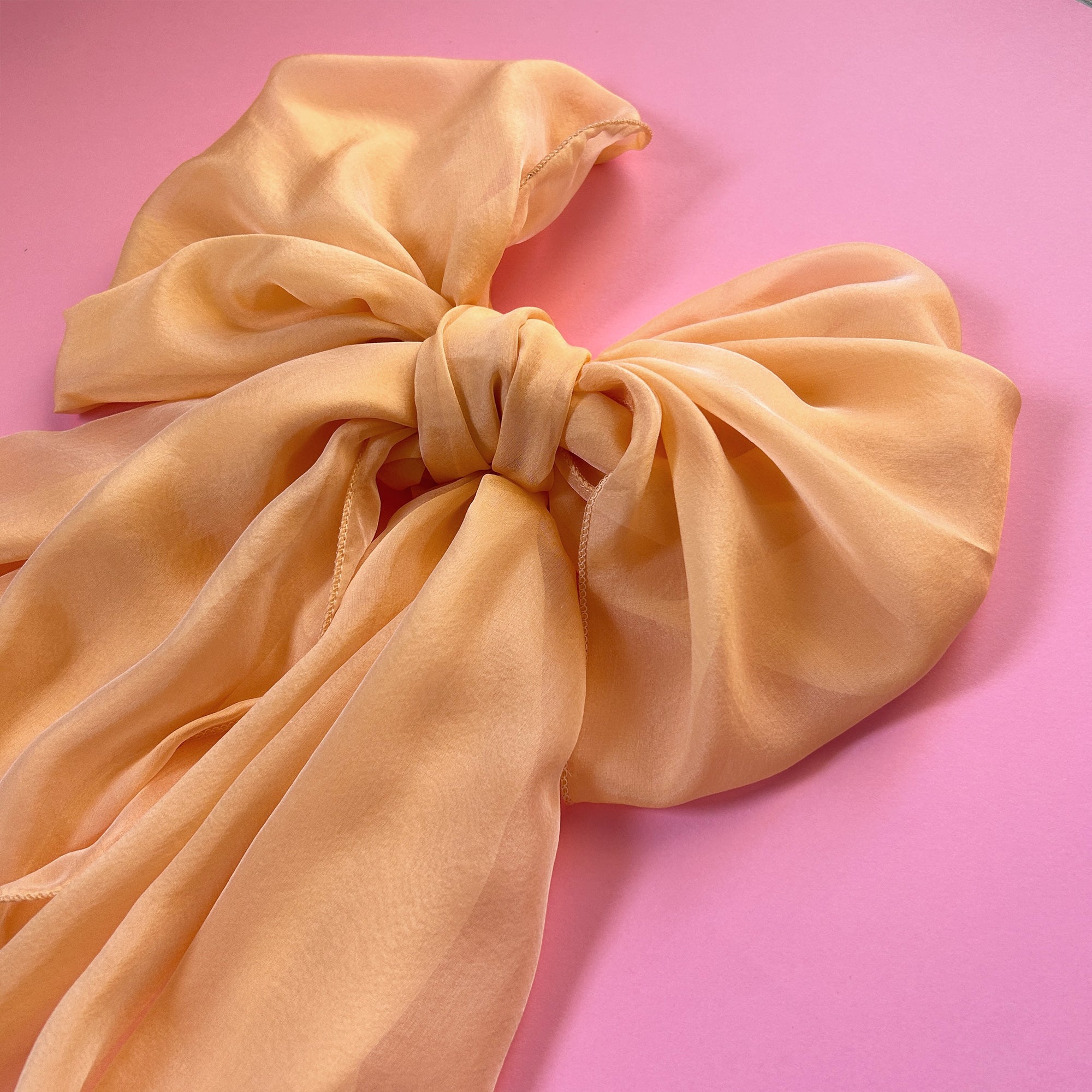 The Single-Layered Silk Chiffon Scarf – Peach Sorbet - image 3