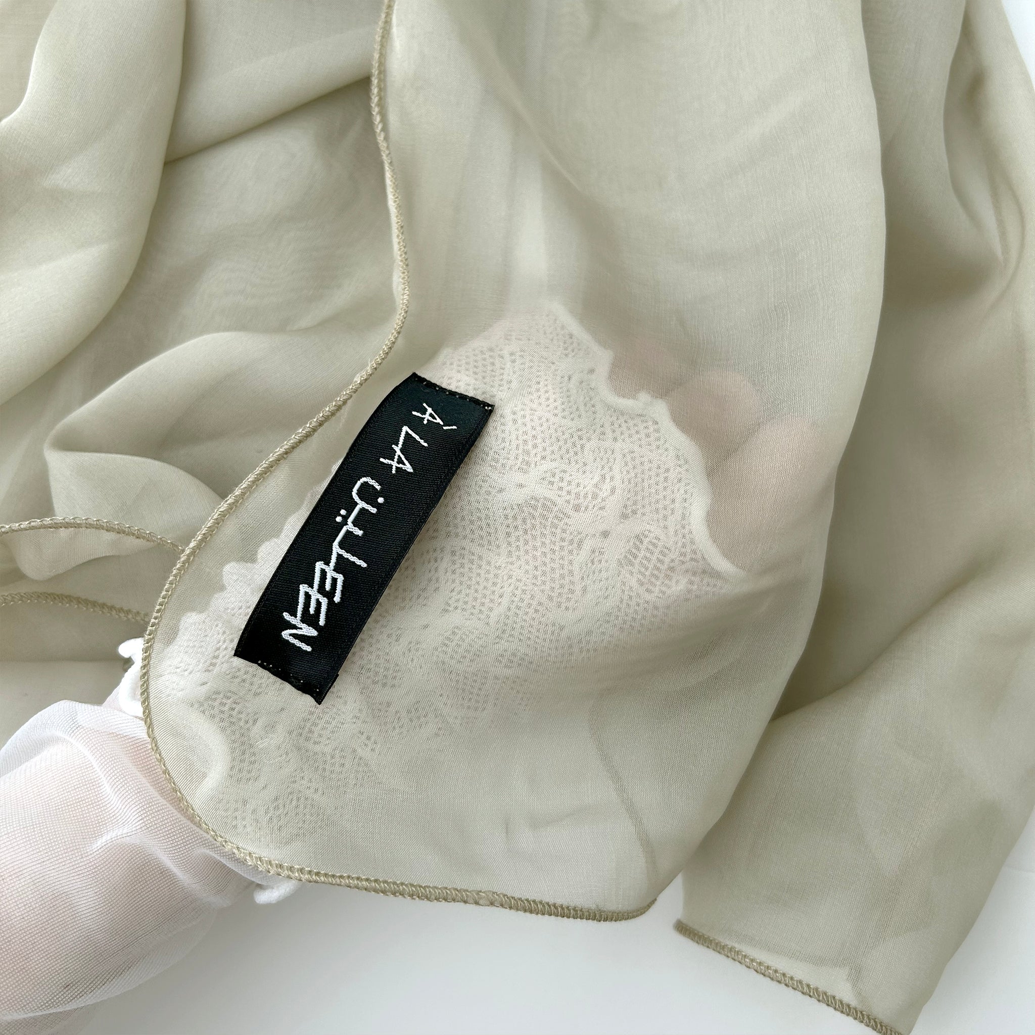 The Single-Layered Silk Chiffon Scarf – Soft Antique Gold - image 5