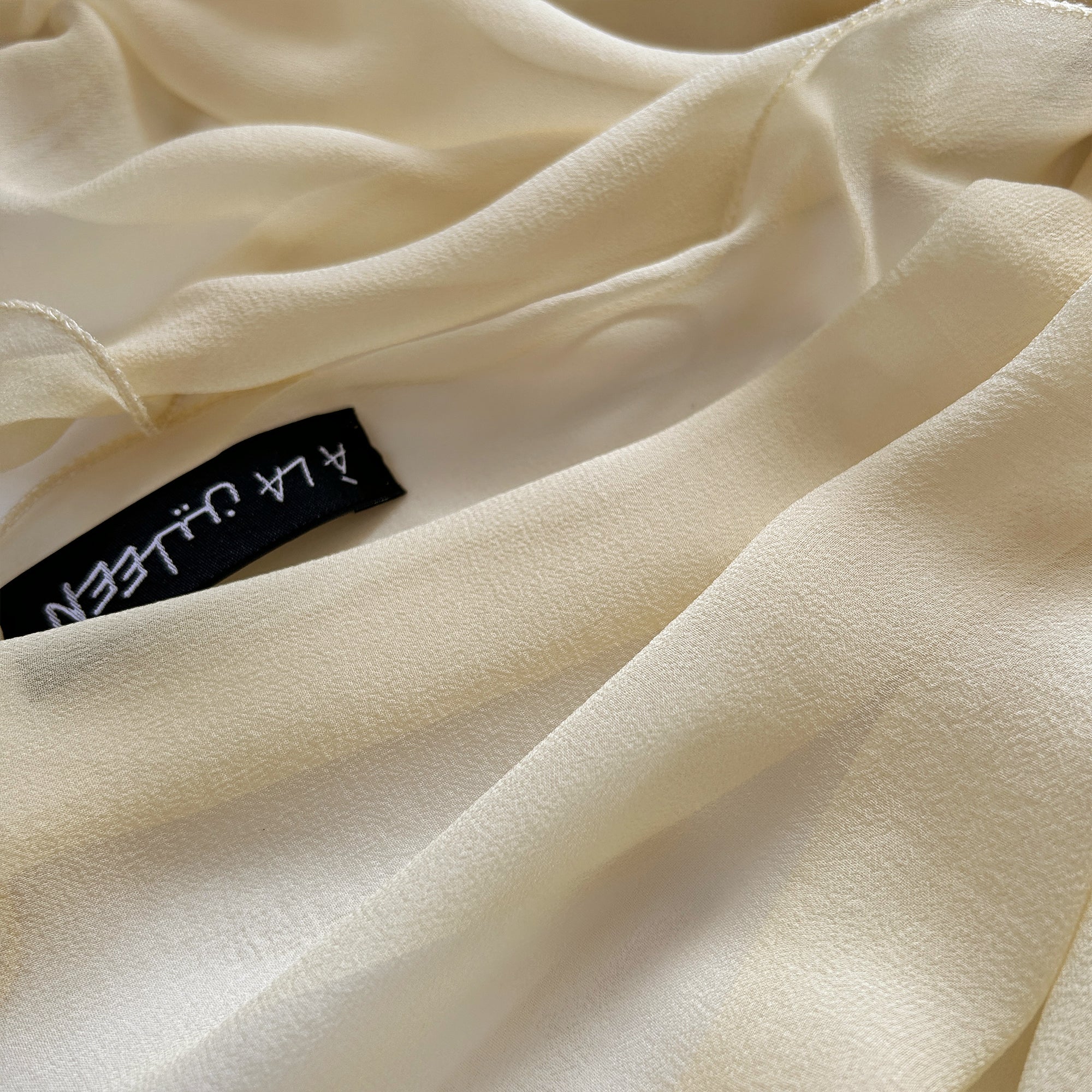 The Single-Layered Silk Chiffon Scarf – Warm Butter Yellow - image 3