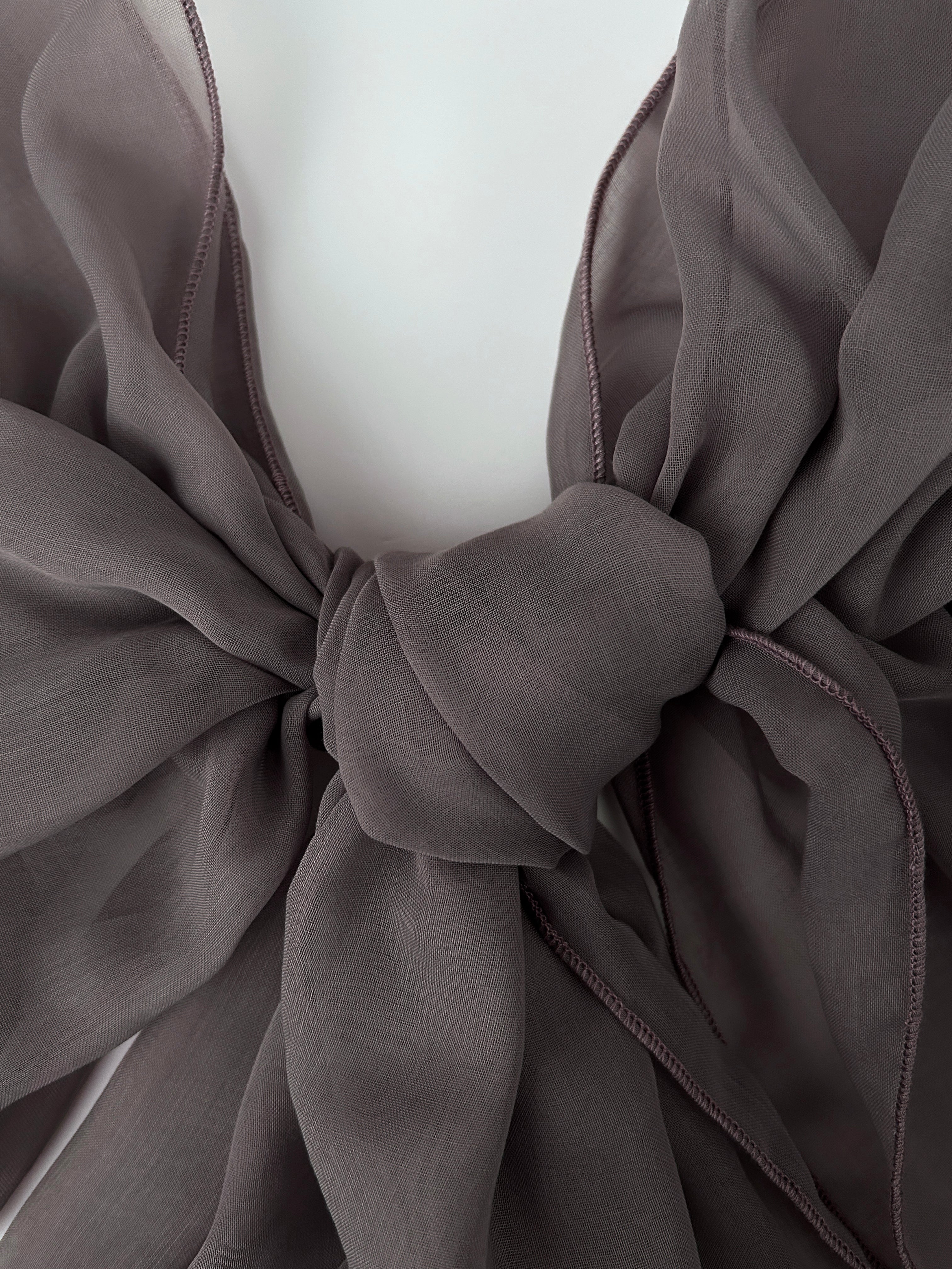 The à la Leen Voile Scarf with Wavy Hems- Cool Taupe with a mauve-grey undertone - image 1