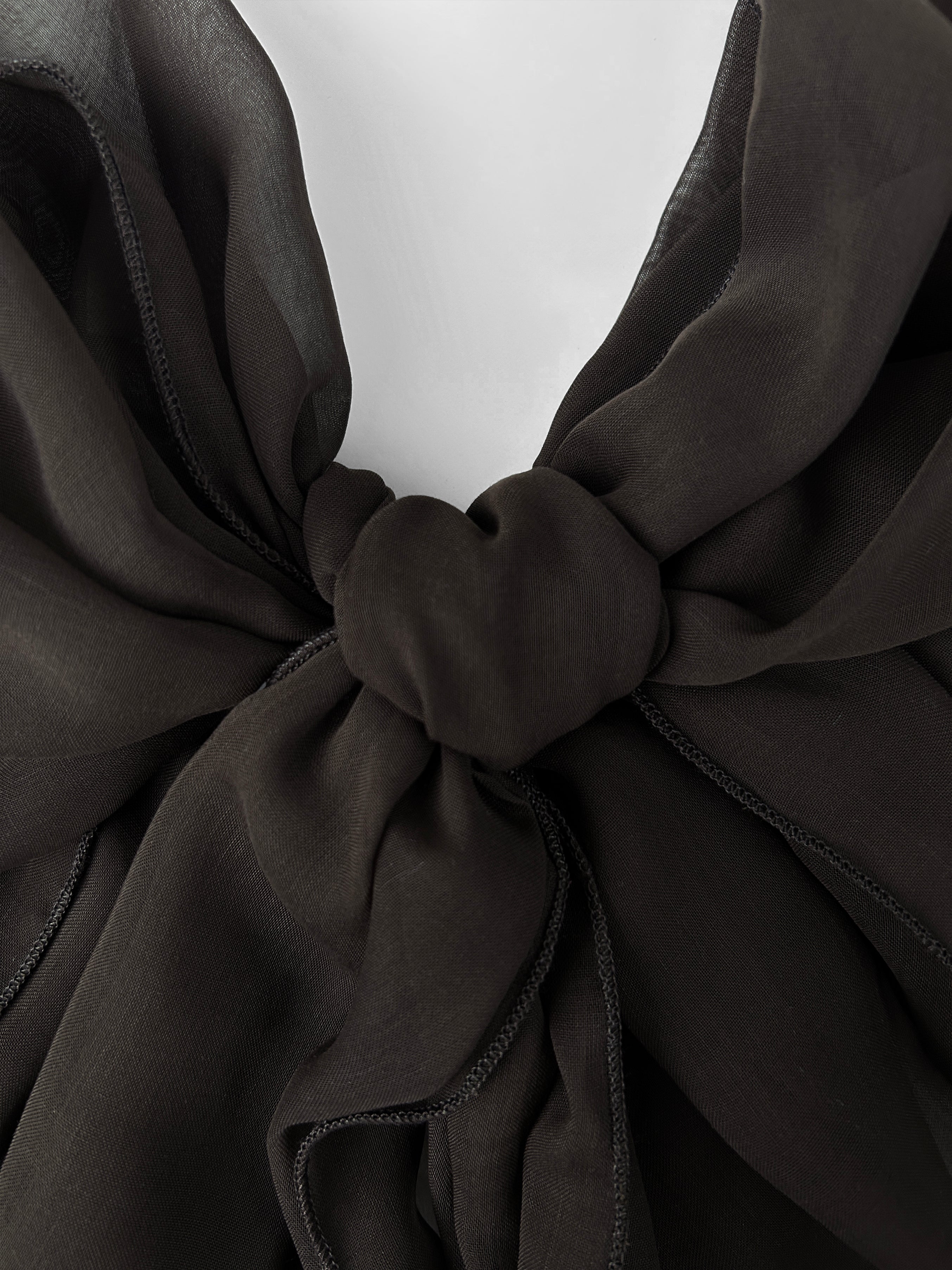 The à la Leen Voile Scarf with Wavy Hems- Brown - image 1