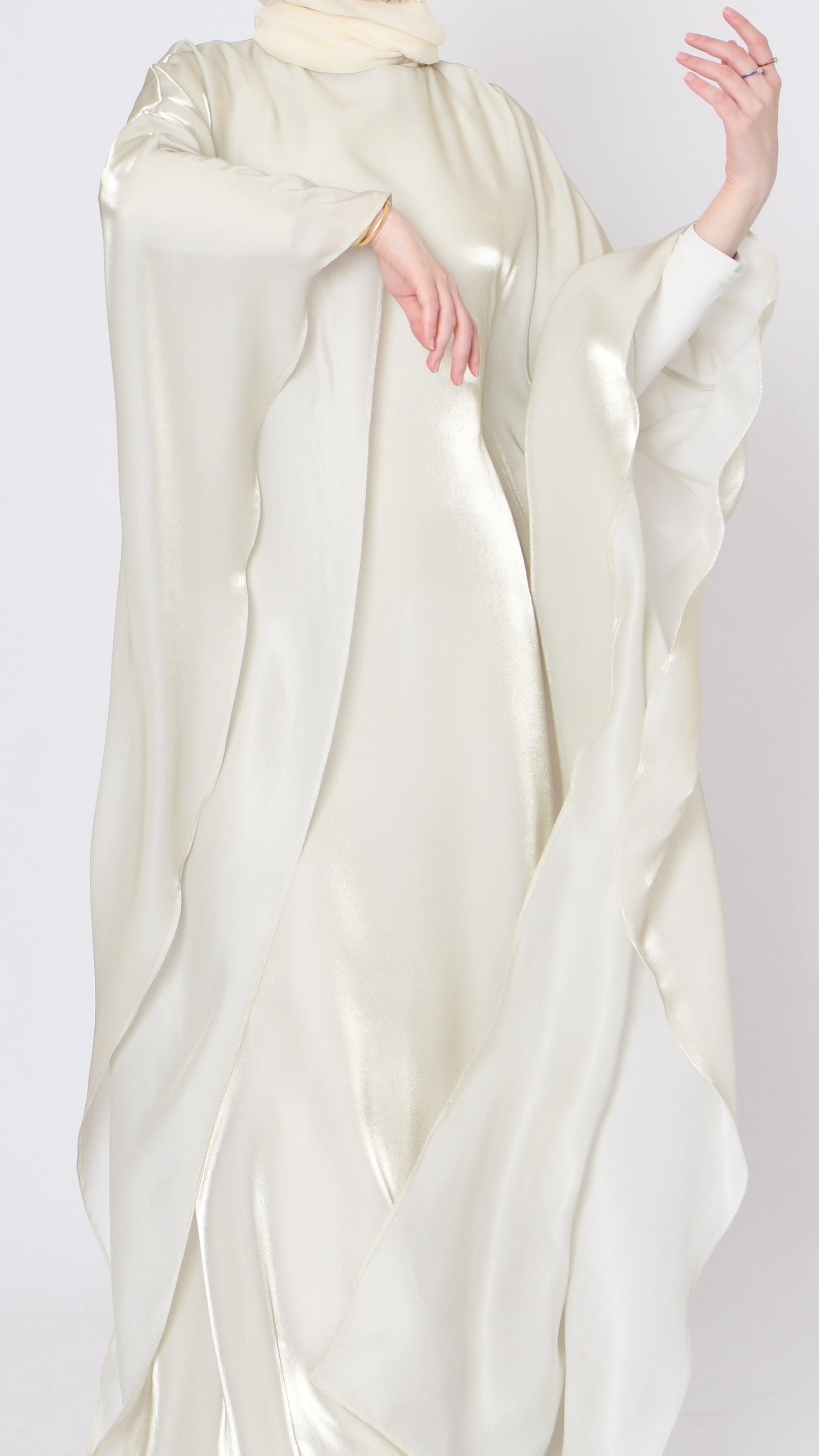 The butterfly abaya dress in metallic cream - image 3