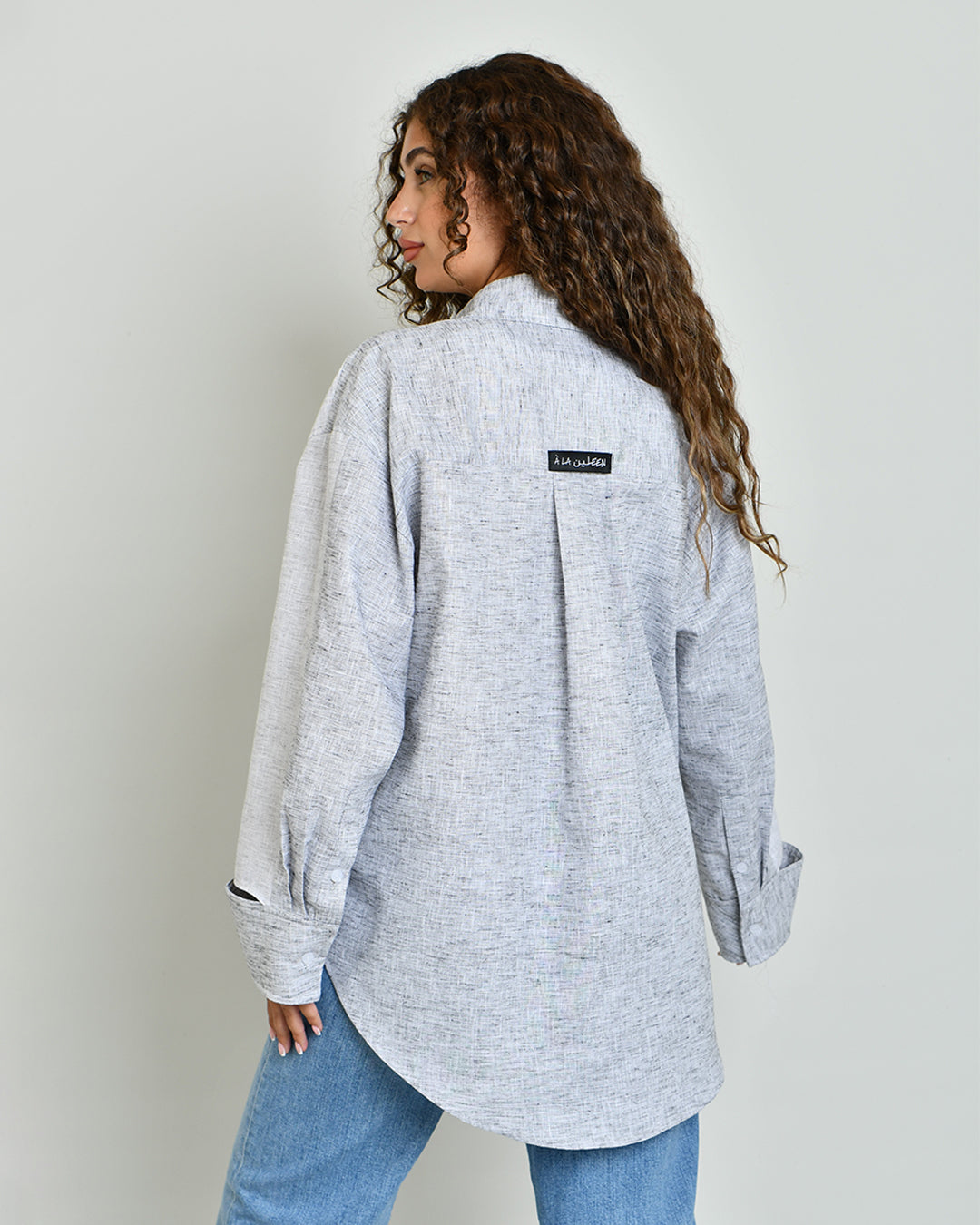 The Combination Shirt in grey and greige linen - image 4