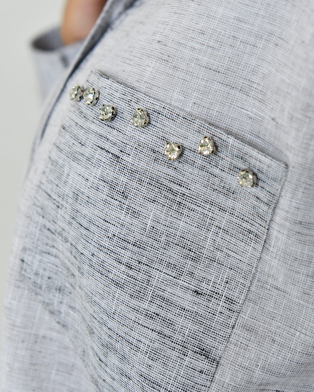The Combination Shirt in grey and greige linen - image 2
