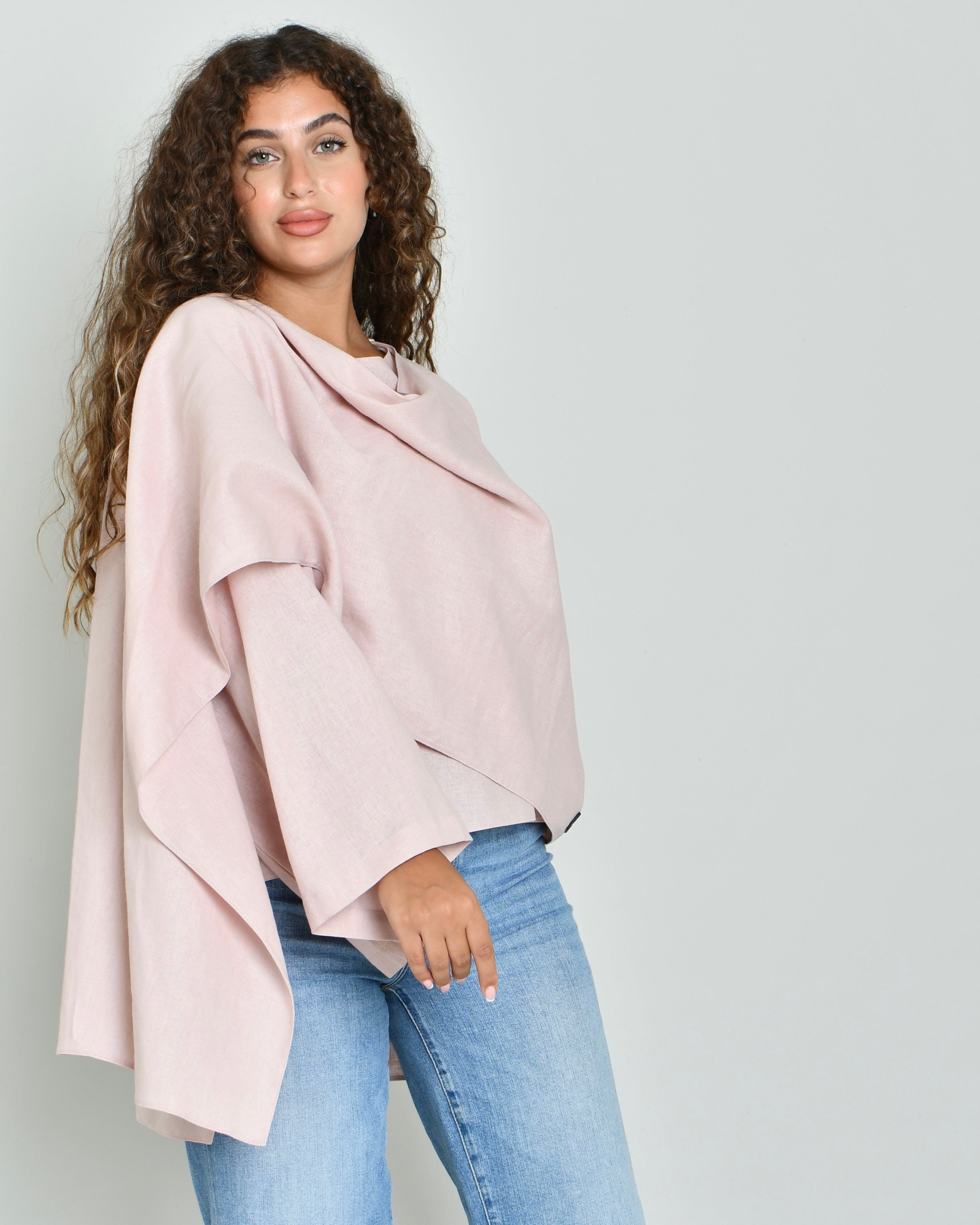 The Linen Scarf Top in soft pink - image 3