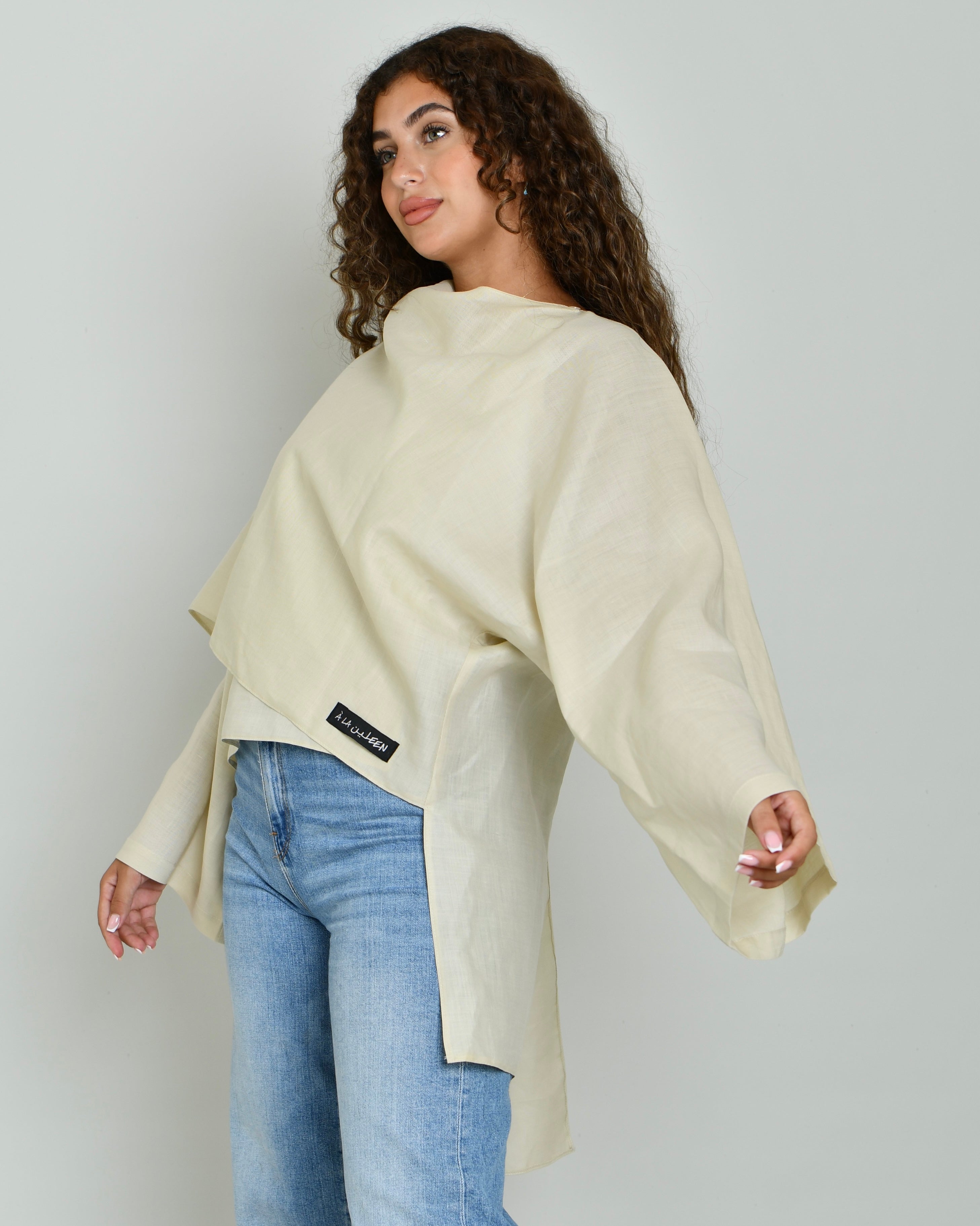 The Linen Scarf Top in sand - image 2