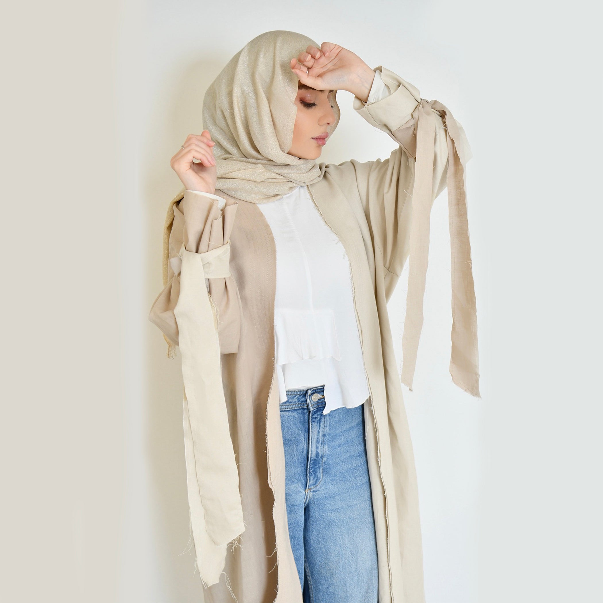 The Two-Tone Linen Wavy Abaya - image 1