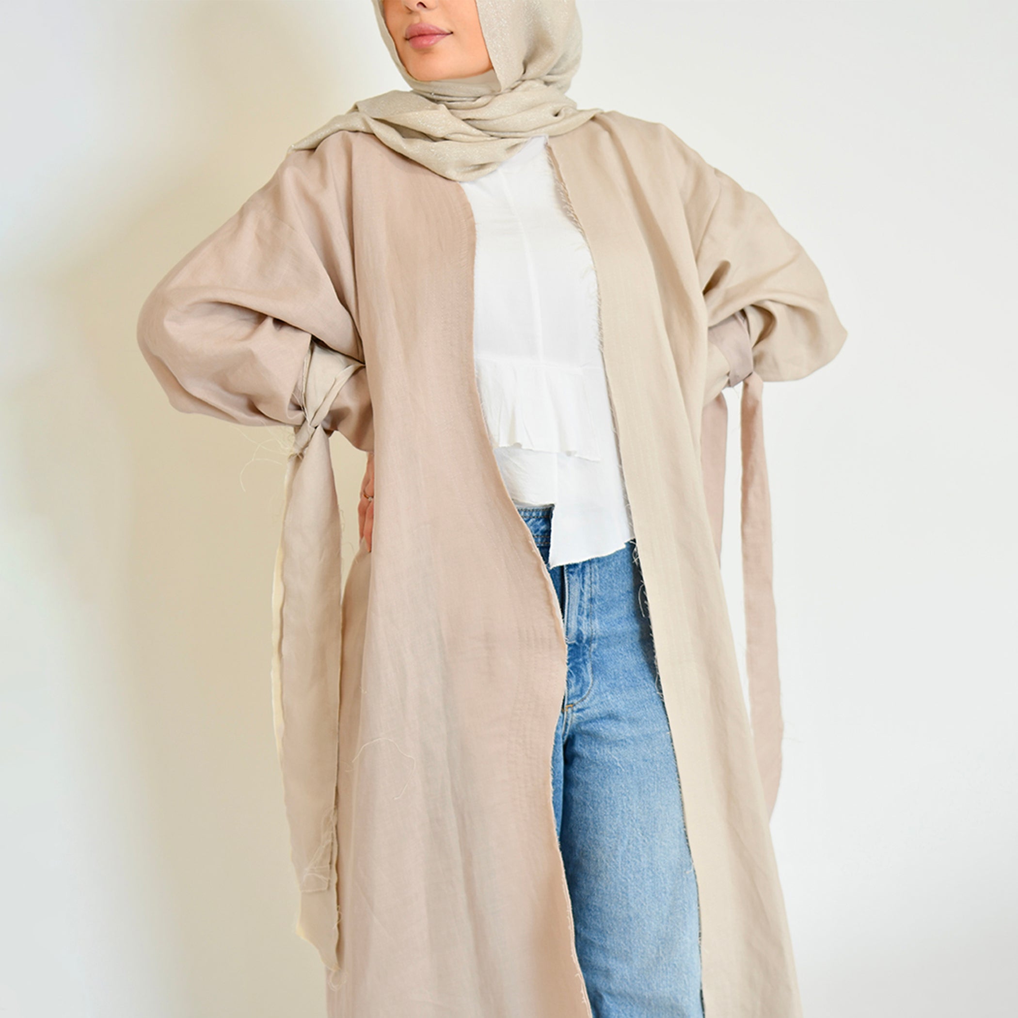 The Two-Tone Linen Wavy Abaya - image 2